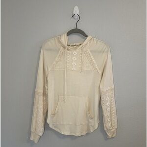Cream Lace Detail Hoodie